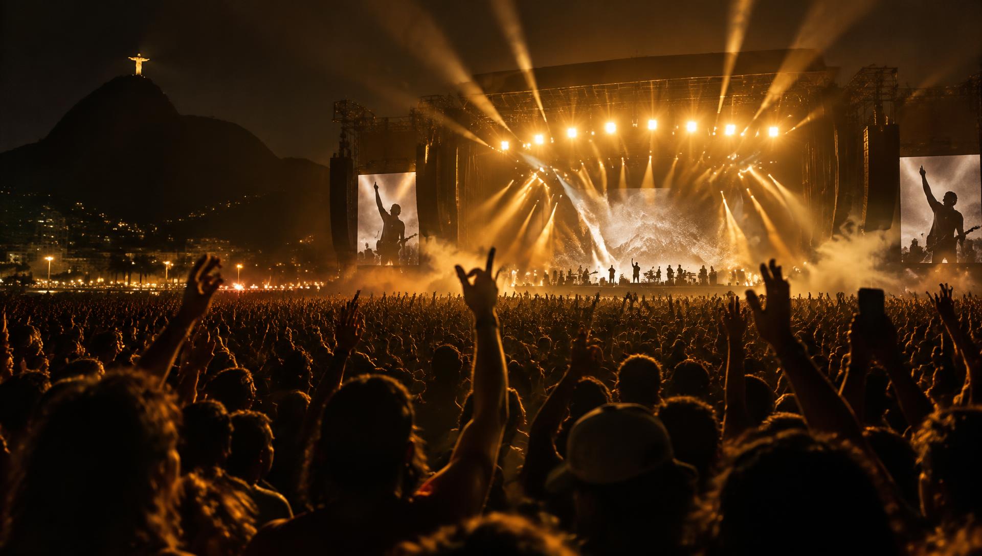 Plateia vibrando em um grande show brasileiro